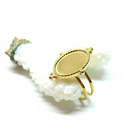 Support de Bague Ovale ARTY 10 par 14mm, anneau double, Acier Inoxydable 304 finition Doré, placage PVD