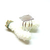 Support de Bague Travaillé Ethnique, Ovale 14 par 10 mm anneau double, Acier Inoxydable 304 finition Argenté