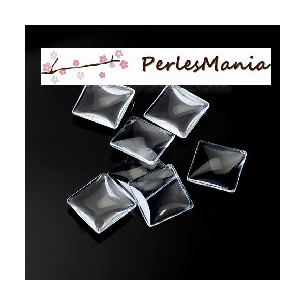 Cabochons Carre 20mm, en Verre Dômes Transparents