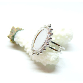 PS110932835 – Lot de 1 Support de Bague Travaillé Ethnique Ovale 14x10mm Anneau Double – Acier Inoxydable 304 Argenté