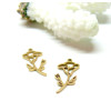 Pendentif Fleur sur tige 20 mm, symbole mois de Septembre, Acier Inoxydable 304 finition Doré