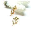 Pendentif Fleur sur tige 20 mm, symbole mois de Septembre, Acier Inoxydable 304 finition Doré