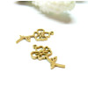 Pendentif Fleur sur tige 20 mm, symbole mois d' Août, Acier Inoxydable 304 finition Doré