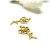Pendentif Fleur sur tige 20 mm, symbole mois d' Août, Acier Inoxydable 304 finition Doré