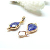 Pendentif attache triangle, Goutte  facettée Lapis lazuli 14 par 9mm, laiton finition Doré  à l'or fin 18K