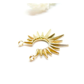 Pendentif, Connecteur Géométrique, Soleil 33mm, Acier Inoxydable 304, finition Doré à l'or fin 18K, PVD