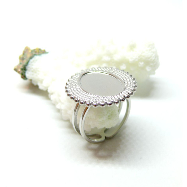 Support de Bague Ovale ARTY 10 par 14mm, anneau double, Acier Inoxydable 304 finition Argenté