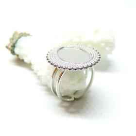 Support de Bague Ovale ARTY 10 par 14mm, anneau double, Acier Inoxydable 304 finition Argenté