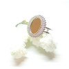 Support de Bague Ovale ARTY 10 par 14mm, anneau double, Acier Inoxydable 304 finition Argenté