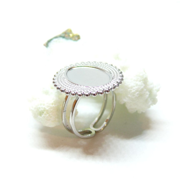 Support de Bague Ovale ARTY 10 par 14mm, anneau double, Acier Inoxydable 304 finition Argenté