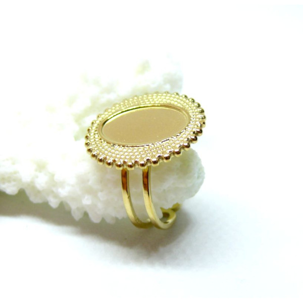 Support de Bague Ovale ARTY 10 par 14mm, anneau double, Acier Inoxydable 304 finition Doré, placage PVD