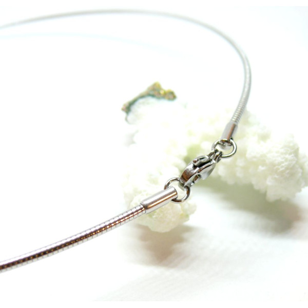 Collier Torque Cable  2mm, avec fermeture mousquetons, Acier Inoxydable 304 finition Argenté