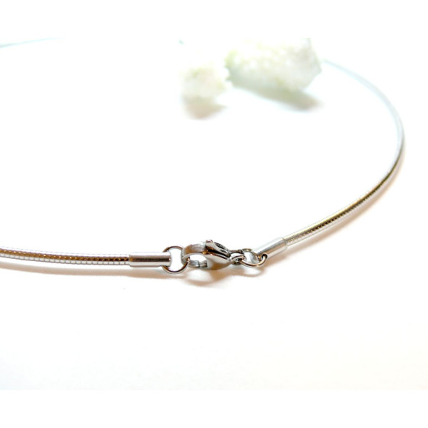Collier Torque Cable  2mm, avec fermeture mousquetons, Acier Inoxydable 304 finition Argenté
