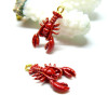 Pendentifs Homard Rouge 3D 25mm – Métal Doré
