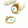 Pendentifs Amulette, Médaille avec Oeil de la protection 15mm, Acier Inoxydable 304 Doré, Placage IONIQUE