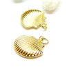 Pendentif  avec anneau Coquille Saint Jacques 19mm, laiton finition Doré  à l'or fin 18
