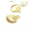 Pendentif  avec anneau Coquille Saint Jacques 19mm, laiton finition Doré  à l'or fin 18