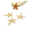 Pendentifs  Etoile de mer 12mm, laiton finition Doré  à l'or fin 18K