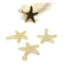 Pendentifs  Etoile de mer 12mm, laiton finition Doré  à l'or fin 18K
