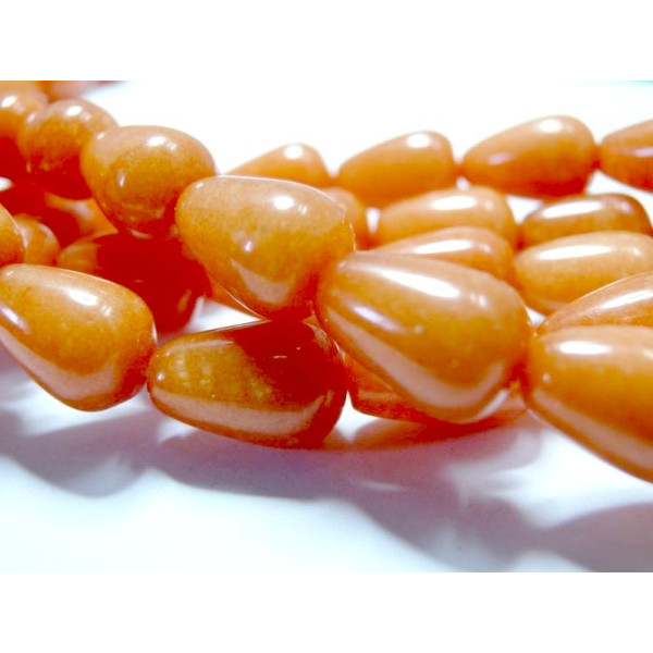 Perles intercalaire, jade teinté, forme géométrique, cônes 10 par 14mm, coloris orange
