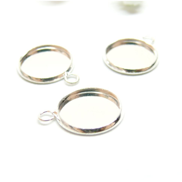 supports de pendentif 12mm, attache ronde, cuivre, finition Argent Vif