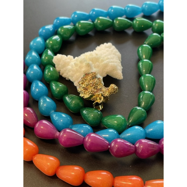 Lot de 4-10 Perles Intercalaire Jade Teinté Cône 10x15mm Bleu Intense