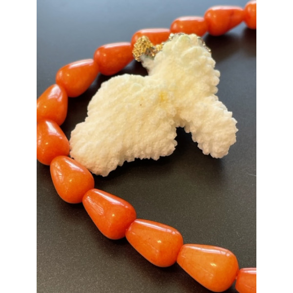 Perles intercalaire, jade teinté, forme géométrique, cônes 10 par 14mm, coloris orange