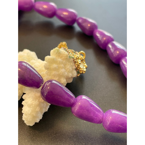 perles intercalaire, jade teinté, forme géométrique, cônes 10 par 14mm, coloris violet