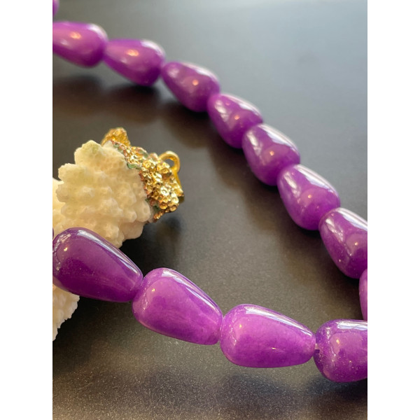 Lot de 4 Perles Intercalaire Jade Teinté – Cônes Géométriques 10x14mm Violet