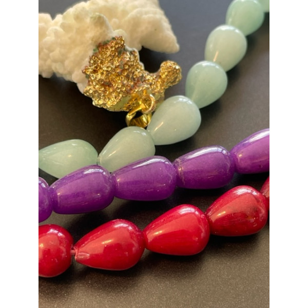 Lot de 4 Perles Intercalaire Jade Teinté – Cônes Géométriques 10x14mm Violet