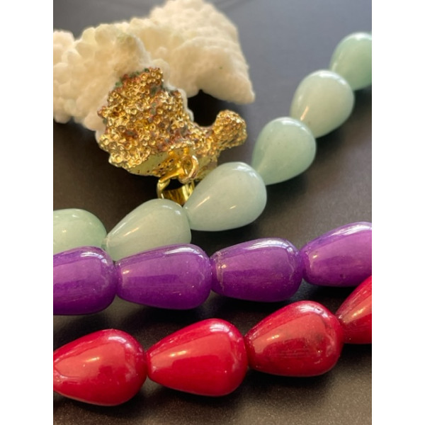 Lot de 4 Perles Intercalaire Jade Teinté – Cônes Géométriques 10x14mm Violet