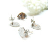 Boucles d'oreilles, Puces Gouttes martelées 12 par 9mm avec trou et embouts poussoirs, Acier Inoxydable 304, finition ARGENT