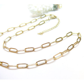 Colliers Chaine maille rectangle 10 par 4mm, Acier Inoxydable 304, finition Doré, Placage IONIQUE