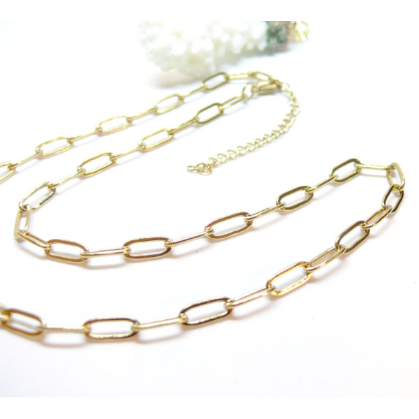 Colliers Chaine maille rectangle 10 par 4mm, Acier Inoxydable 304, finition Doré, Placage IONIQUE