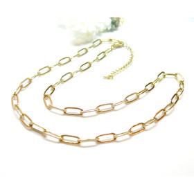 Colliers Chaine maille rectangle 10 par 4mm, Acier Inoxydable 304, finition Doré, Placage IONIQUE