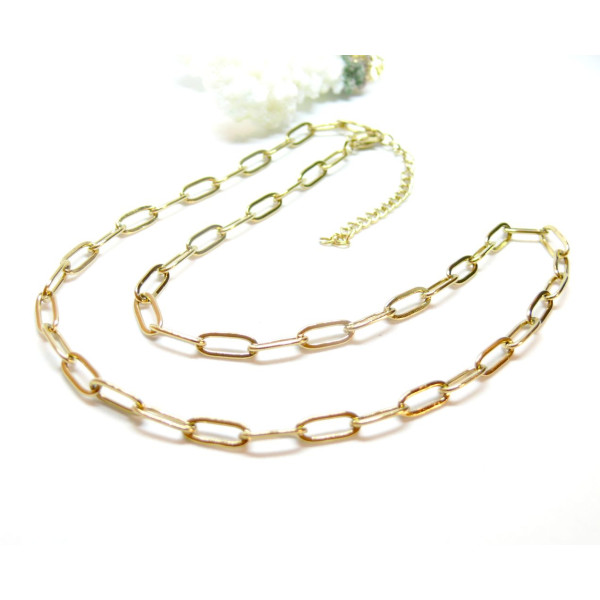 Colliers Chaine maille rectangle 10 par 4mm, Acier Inoxydable 304, finition Doré, Placage IONIQUE