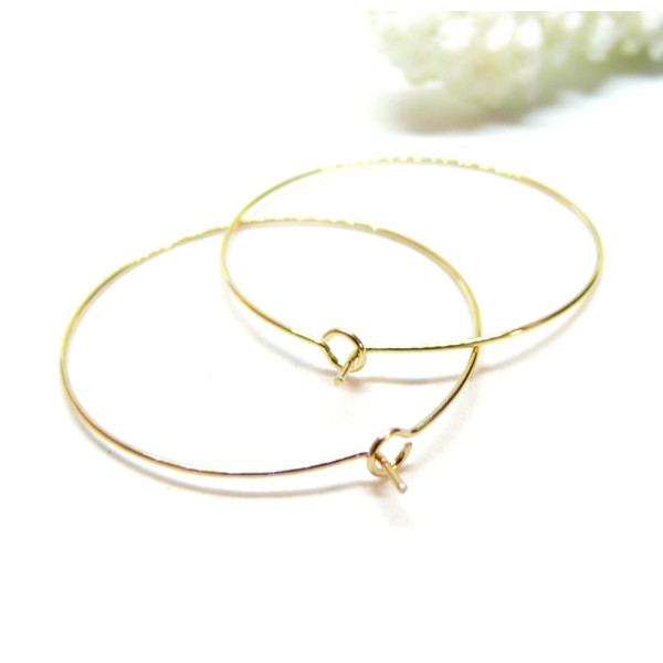 Boucles d'oreille, Créoles Tiges 35 mm, Acier Inoxydable Chirurgical 316, finition Doré à l'or fin 18K