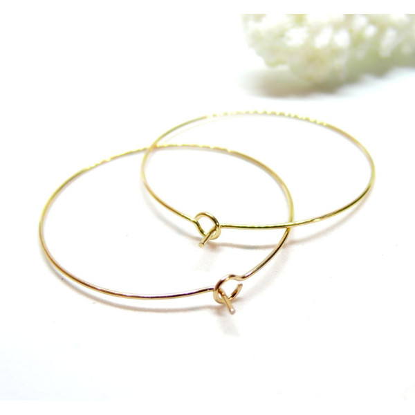 Boucles d'oreille, Créoles Tiges 35 mm, Acier Inoxydable Chirurgical 316, finition Doré à l'or fin 18K