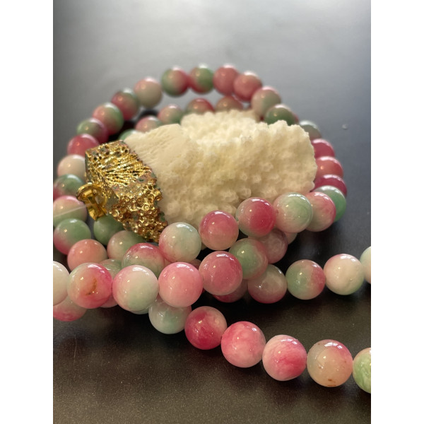 perles rondes 6mm jade mashan teintée Rose Vert