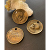 Pendentif Médaillon Crane, squelette 28mm,  laiton finition bronze