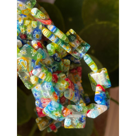 Perles Carrées 12 mm – Verre Millefiori Multicolores
