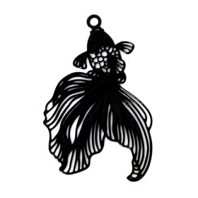 Estampes filigrane, Poissons de Combat 26 mm, Acier Inoxydable coloris Noir