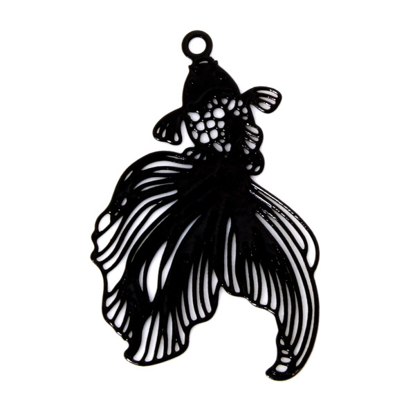 Estampes filigrane, Poissons de Combat 26 mm, Acier Inoxydable coloris Noir