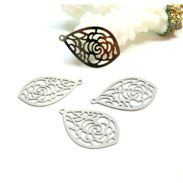 Estampes Filigrane Goutte, Larme Travaillée en Acier Inoxydable pour création de bijoux raffinés