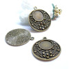 Supports de pendentif rond fleur, laiton couleur Bronze