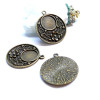 Supports de pendentif rond fleur, laiton couleur Bronze