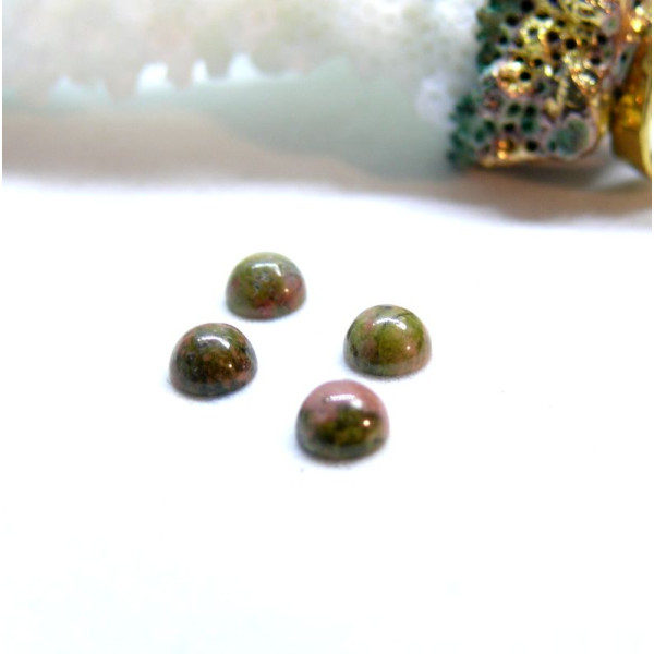 Cabochons Rond 4mm, Unakite Coloris NO 41