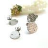 Boucles d'oreilles, Puces Texturées 12mm avec trou et embouts poussoirs, Acier Inoxydable 304, finition ARGENT