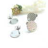 Boucles d'oreilles, Puces Texturées 12mm avec trou et embouts poussoirs, Acier Inoxydable 304, finition ARGENT