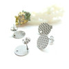 Boucles d'oreilles, Puces Texturées 12mm avec trou et embouts poussoirs, Acier Inoxydable 304, finition ARGENT